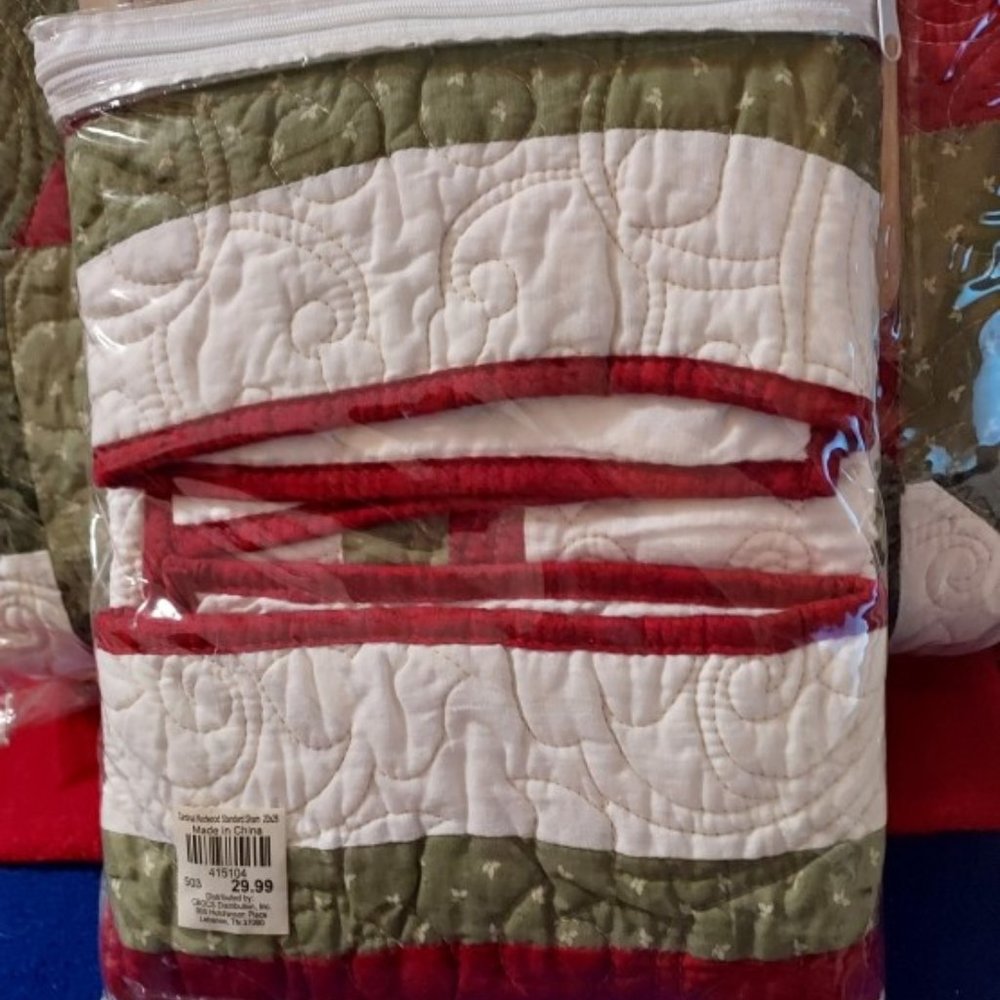 SOLDCracker Barrel Vtg Cardinal Redwood King Quilt 2 Standard Shams NWT RARE-HTF - Picture 7 of 11